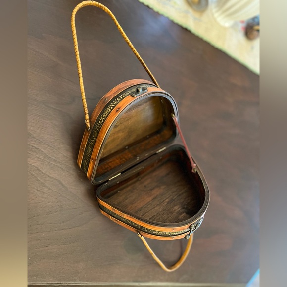 Vintage 1940s Box Bag Purse, 1940s wood rattan and willow handbag, WW2 Box Bag - Picture 5 of 5